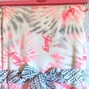 NEW Juicy Couture Tie Dye Spellout Logo Plush Throw Blanket